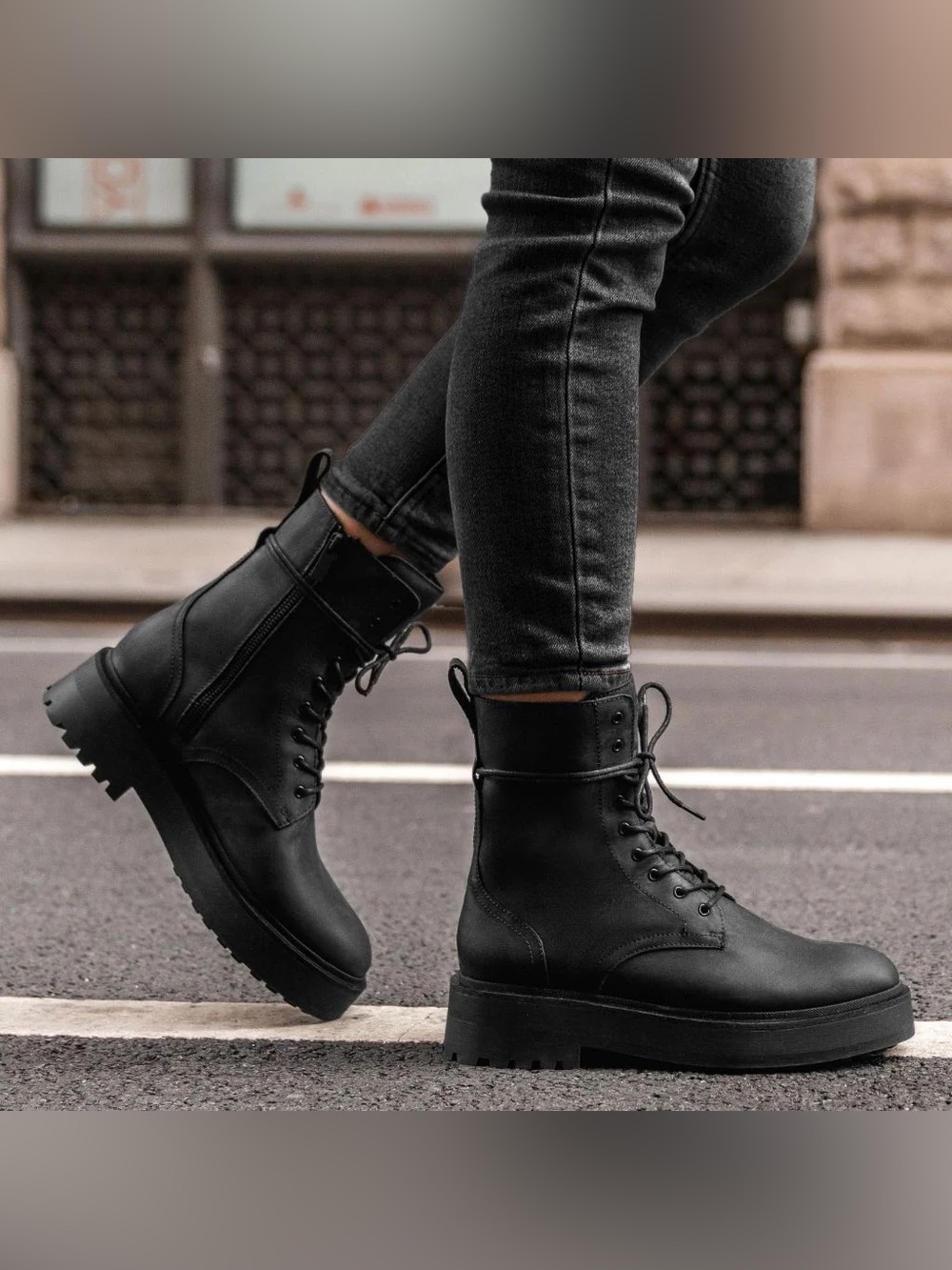 Thursday Boot Company Black Matte Quest Leather Combat Boots
